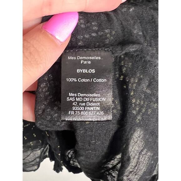 Mes Demoiselles Paris Sheer Tassel Byblos Blouse Cotton Black Size 36 (US 4) - Picture 12 of 12